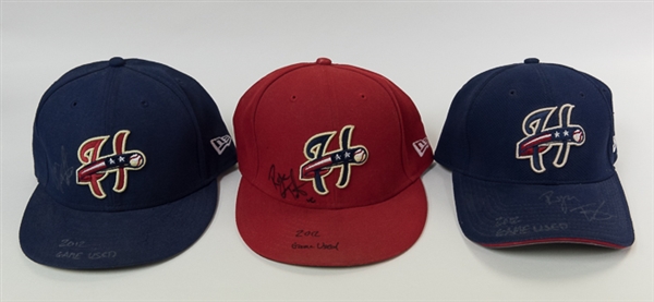 Lot Detail Lot Of 3 Harrisburg Senators Game Worn Signed Hats